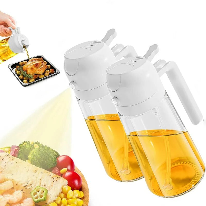 500ml 2 in1 Oil Spray Bottle Kitchen Barbecue Cooking Olive Oil Dispenser Oil Jar Baking Vinegar Soy Sauce Spray Container