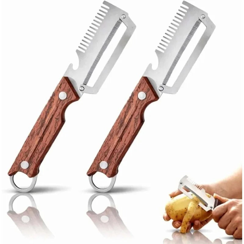3 in 1 Multi-Functional Vegetable Peeler Stainless Steel Fruit Peeler Knife with Handle for Peeling Fruits Shredding Scallions