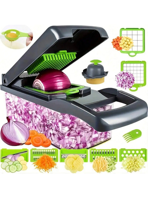 16pcs Set,Vegetable Chopper, Multifunctional Fruit Slicer, Manual Food Grater, Vegetable Slicer, Cutter With Container
