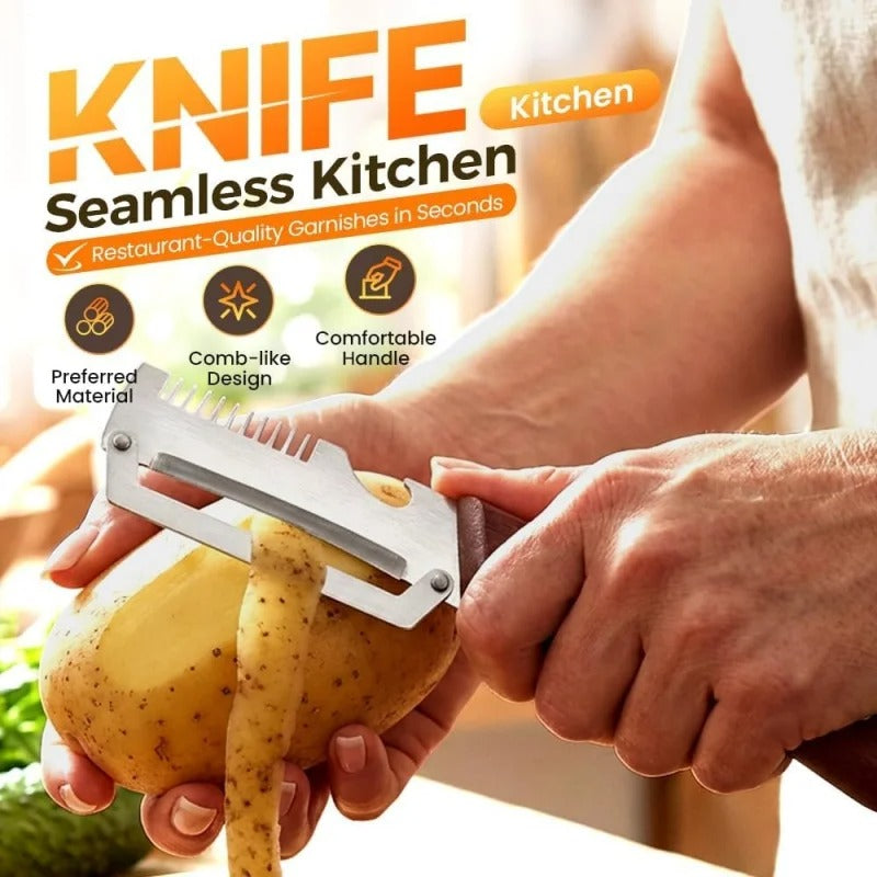 3 in 1 Multi-Functional Vegetable Peeler Stainless Steel Fruit Peeler Knife with Handle for Peeling Fruits Shredding Scallions