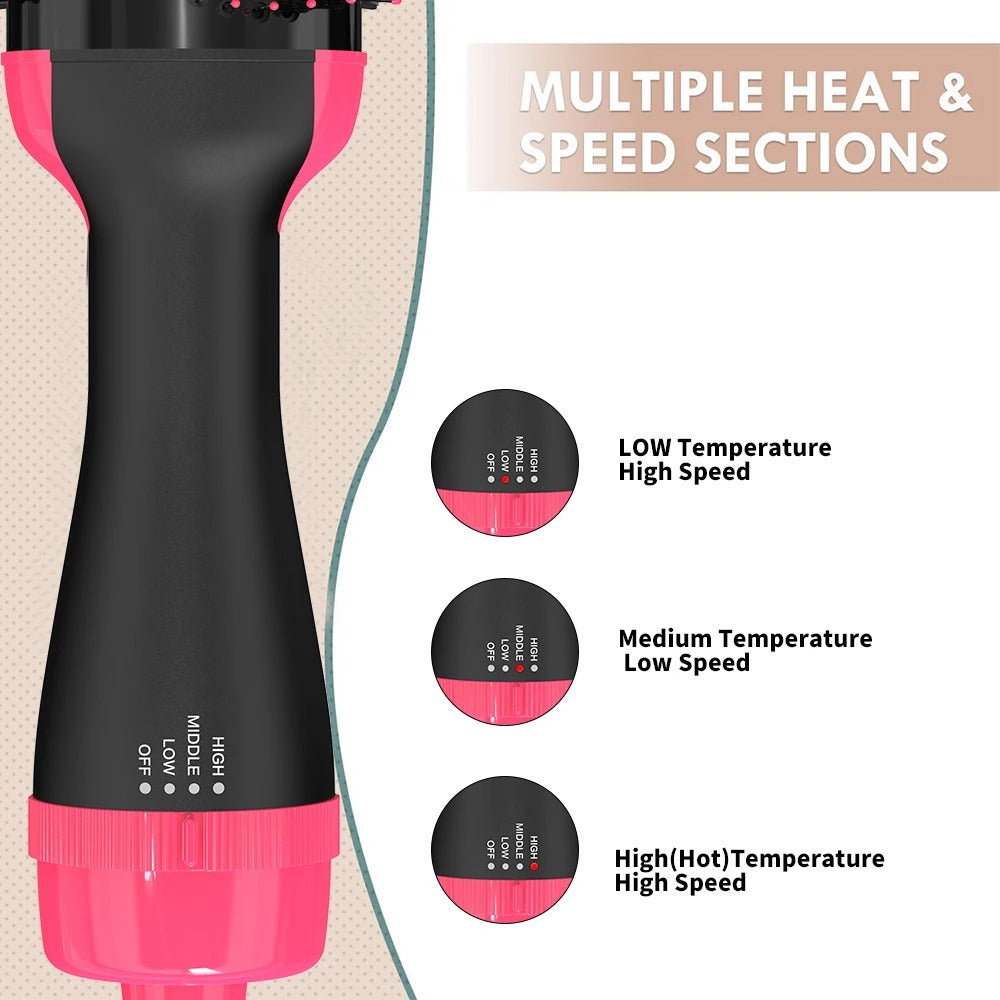 Women Hair Dryer Brush Hair Dryer Straightener Curler Massager 4 In 1 Rapid Warming One Step Volumizer Hot-Air Hair Brushes
