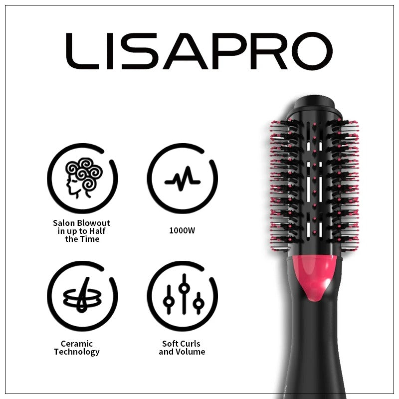 Women Hair Dryer Brush Hair Dryer Straightener Curler Massager 4 In 1 Rapid Warming One Step Volumizer Hot-Air Hair Brushes