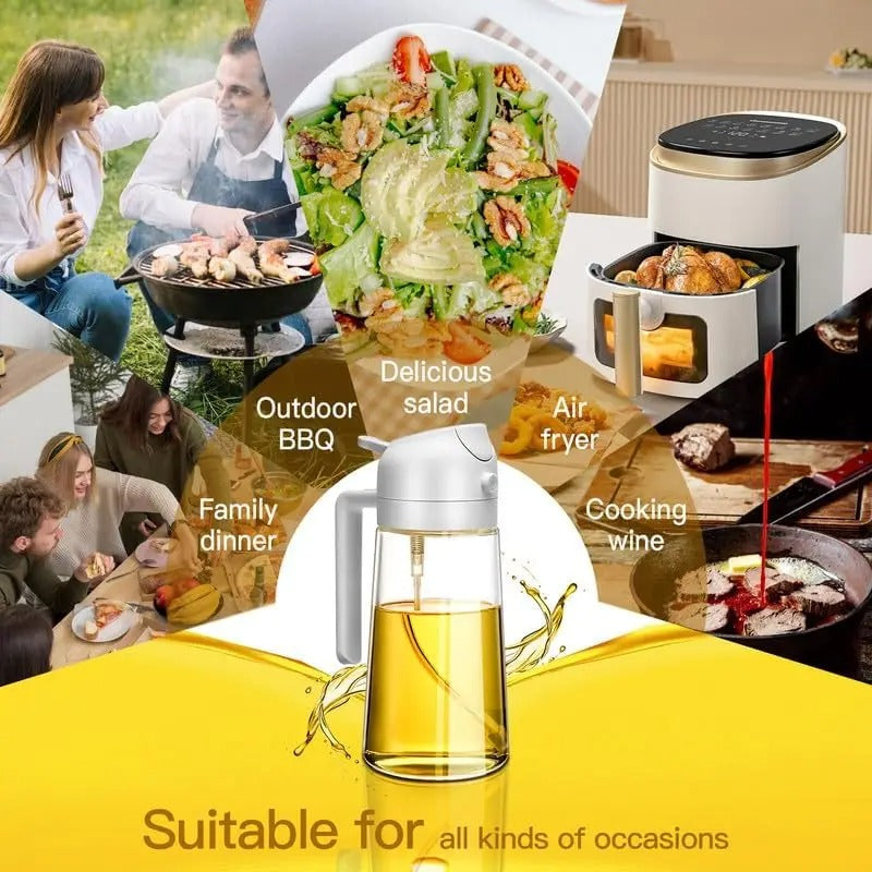 500ml 2 in1 Oil Spray Bottle Kitchen Barbecue Cooking Olive Oil Dispenser Oil Jar Baking Vinegar Soy Sauce Spray Container