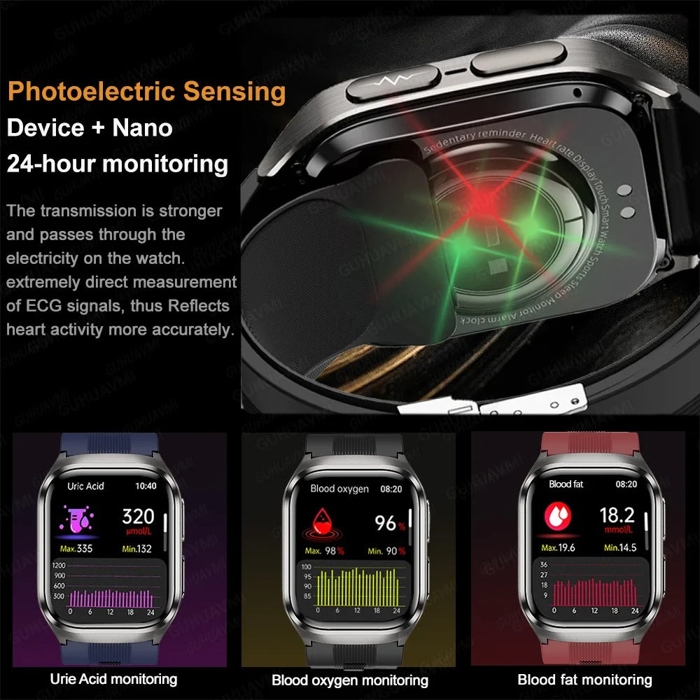 2026 New Upgrade AI Diagnostic Airbag Precise Blood Pressure Health SmartWatch Uric Acid ECG Blood lipids Smartwatch Men Women
