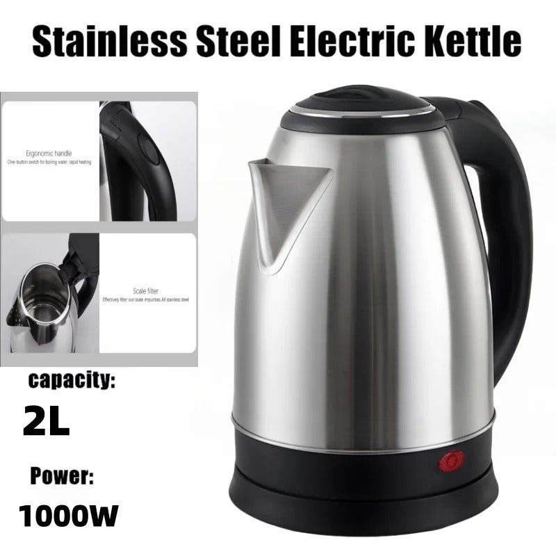 2L Food-grade Stainless Steel Electric Teapot Electric Kettle Hot Water Kettle Coffee Beverage Boiler Electric Water Heater