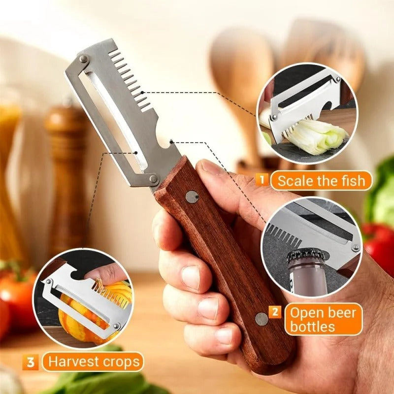 3 in 1 Multi-Functional Vegetable Peeler Stainless Steel Fruit Peeler Knife with Handle for Peeling Fruits Shredding Scallions