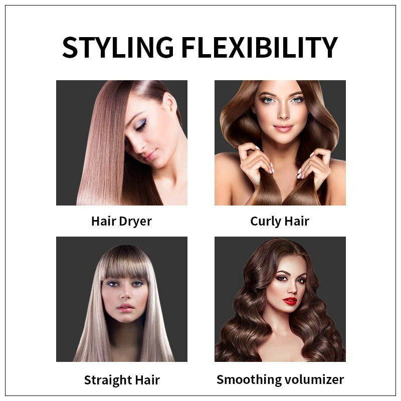 Women Hair Dryer Brush Hair Dryer Straightener Curler Massager 4 In 1 Rapid Warming One Step Volumizer Hot-Air Hair Brushes