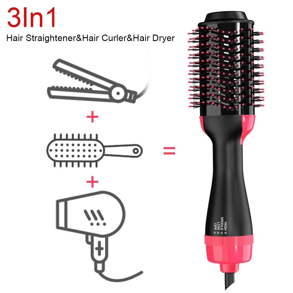 Women Hair Dryer Brush Hair Dryer Straightener Curler Massager 4 In 1 Rapid Warming One Step Volumizer Hot-Air Hair Brushes