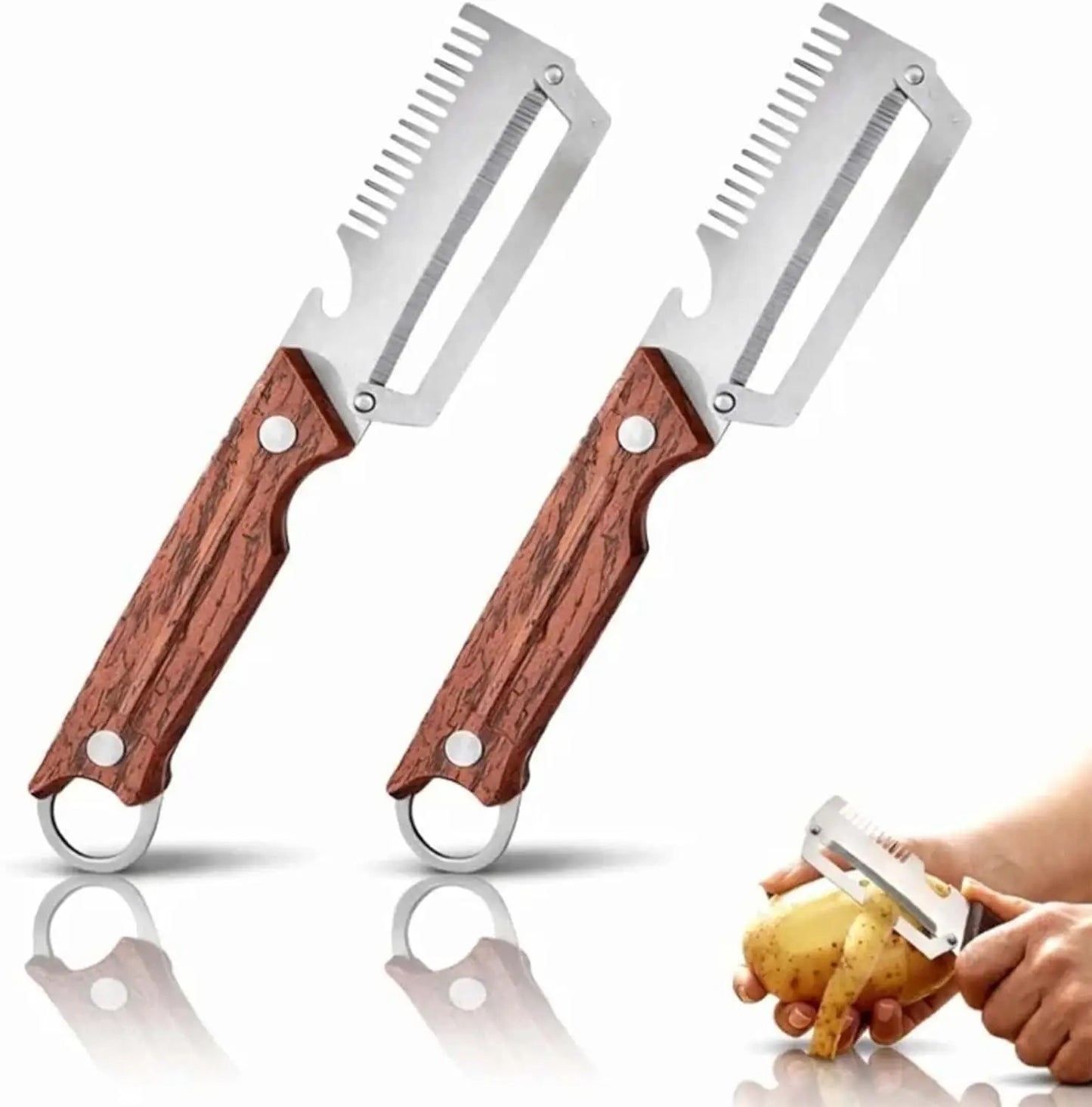 3 in 1 Multi-Functional Vegetable Peeler Stainless Steel Fruit Peeler Knife with Handle for Peeling Fruits Shredding Scallions